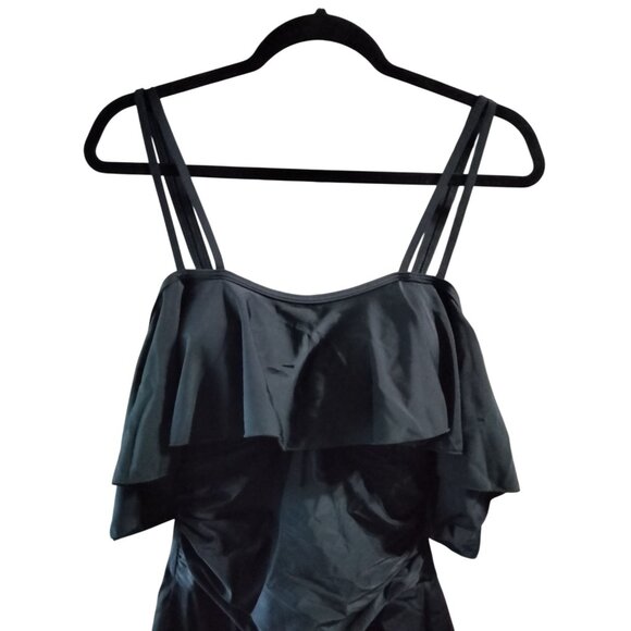 Cocopear Off-Shoulder Flounce Swimdress Black One-Piece Swimsuit Size Medium - Picture 5 of 10